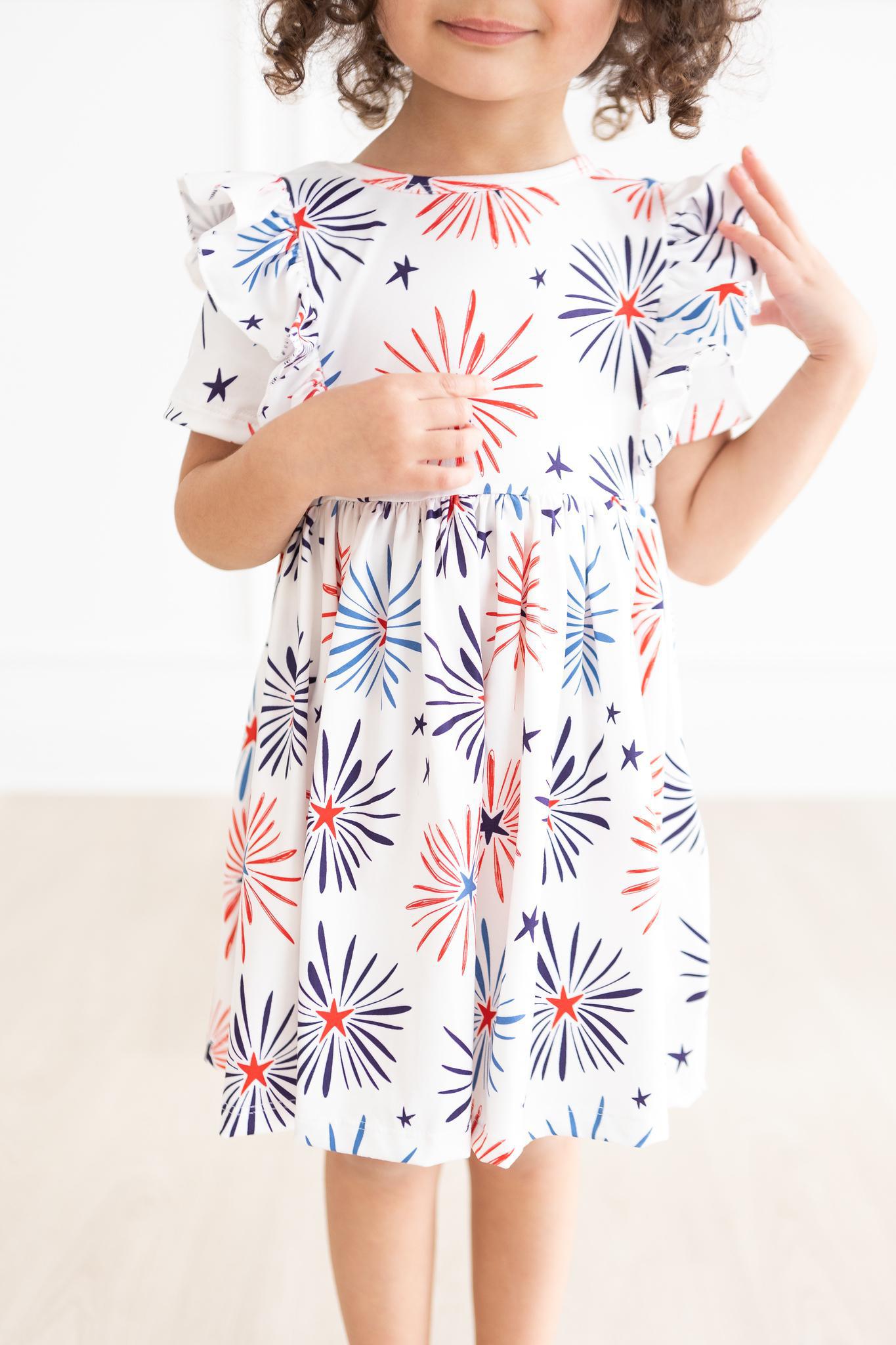 Mila & Rose Little Firecracker Short Sleeve Ruffle Twirl Dress