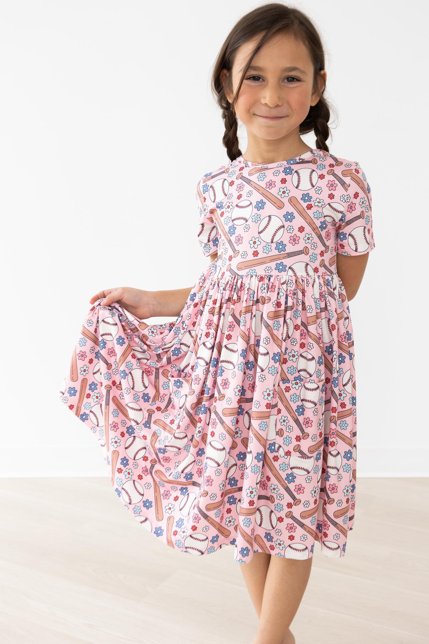 Mila & Rose Batter Up Short-Sleeve Pocket Twirl Dress