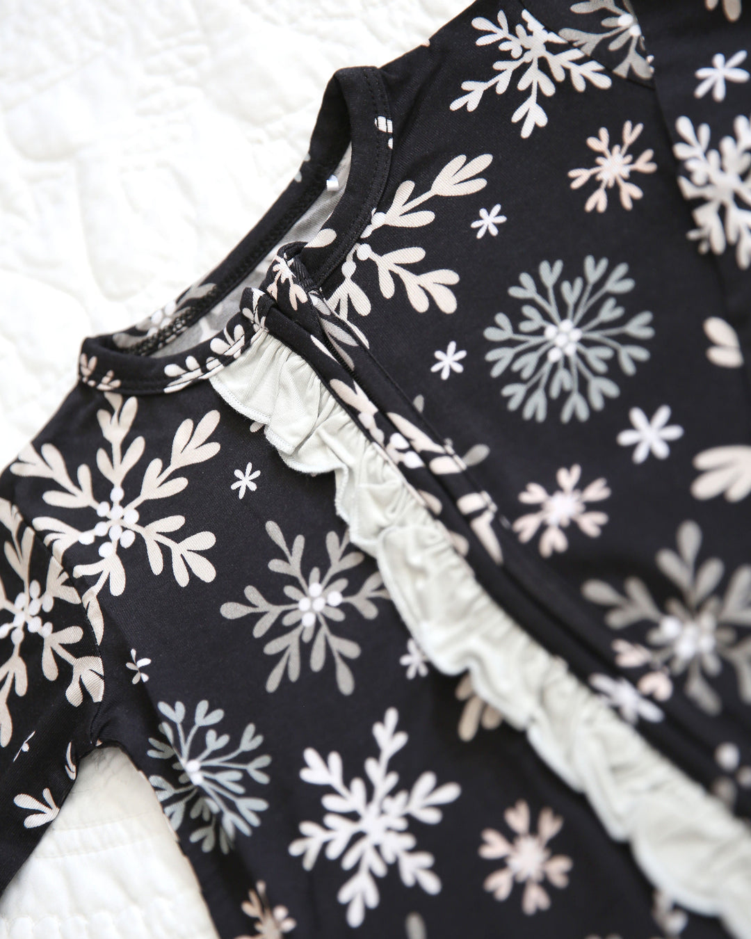 Little Snuggles Snow Mountain Bamboo Ruffled Zippy Baby Romper
