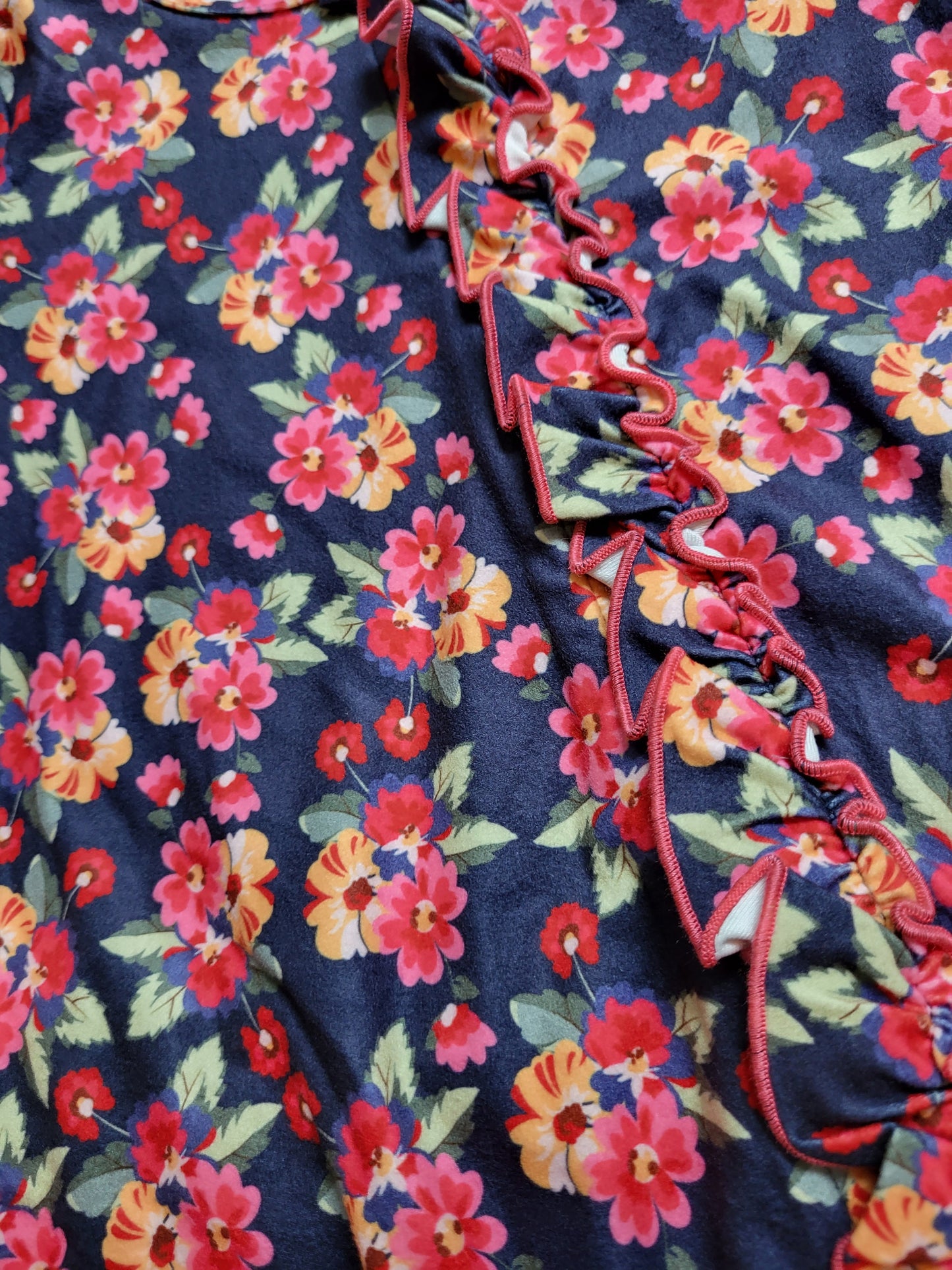 Charlie's Project Navy Bouquet Cloud Soft Ruffle Zippy Baby Romper