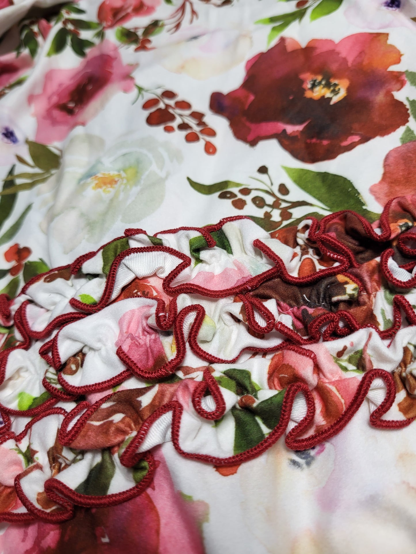 Charlie's Project Cranberry Roses Cloud Soft Ruffle Zippy Baby Romper with Headband