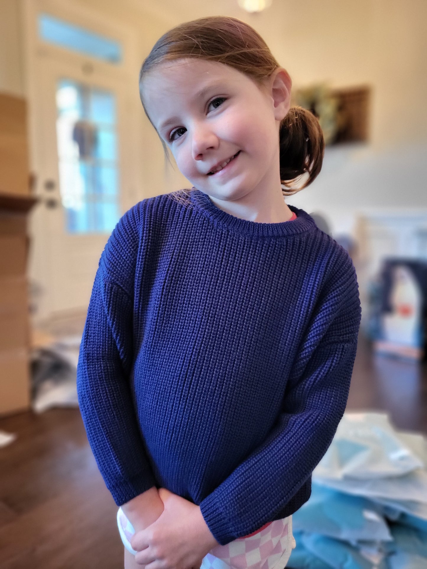 Love & Sprinkles Uniform Navy Chunky Knit Sweater