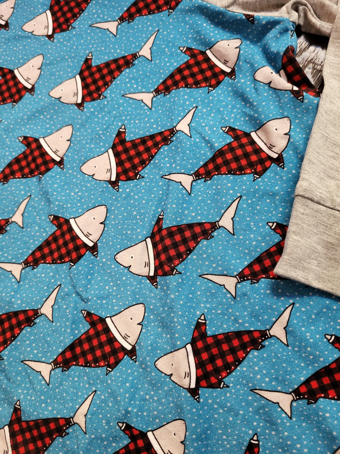Little Snuggles Santa Shark Baseball Tee