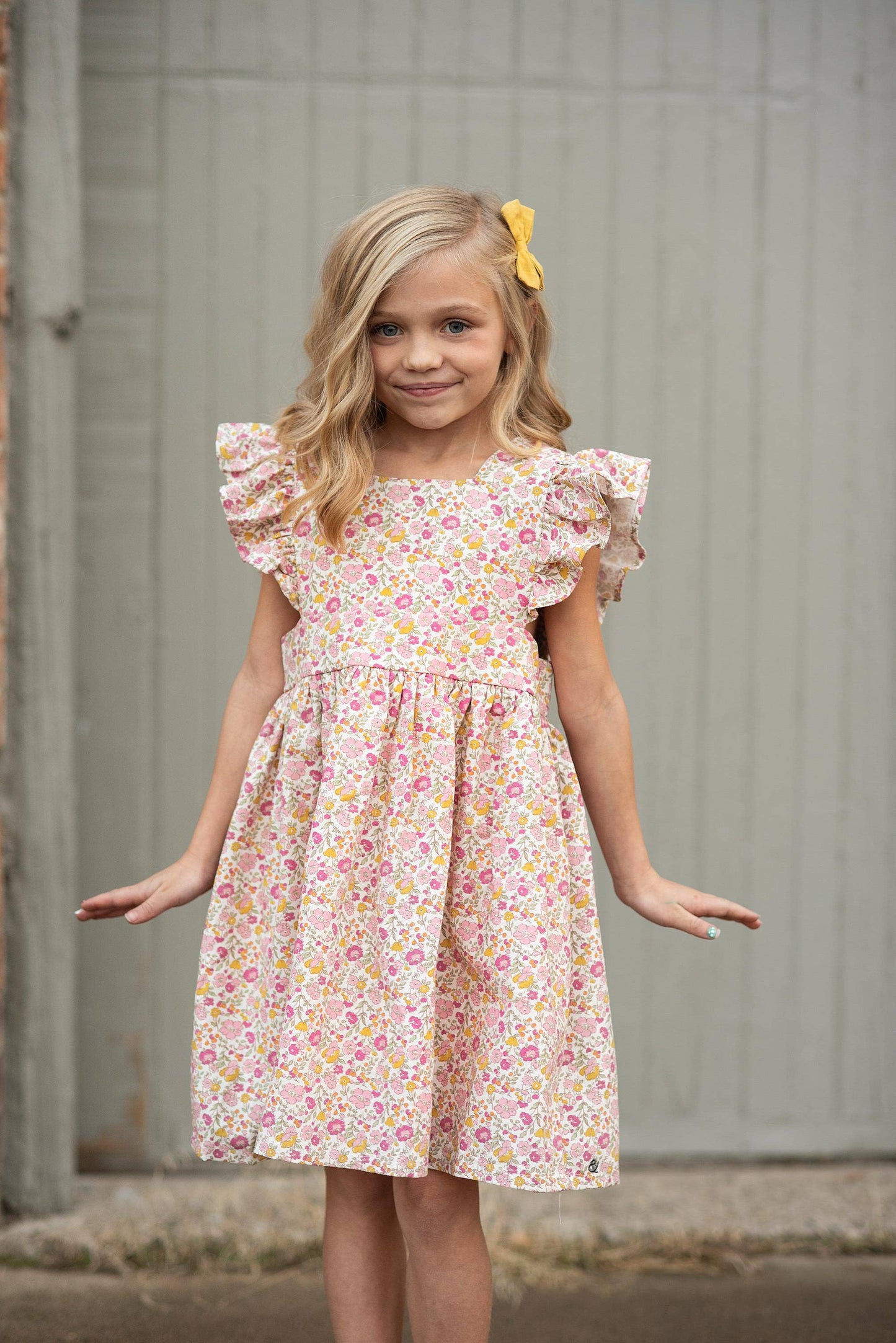 Pink Sunset Floral Linen Pinafore