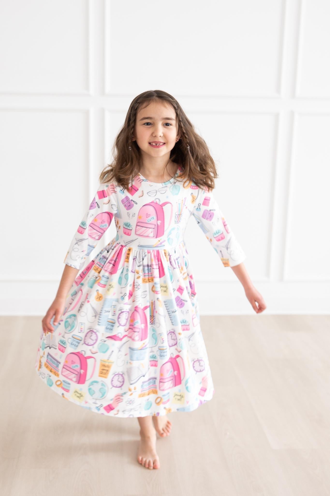 Mila & Rose School is Cool 3/4 Sleeve Pocket Twirl Dress