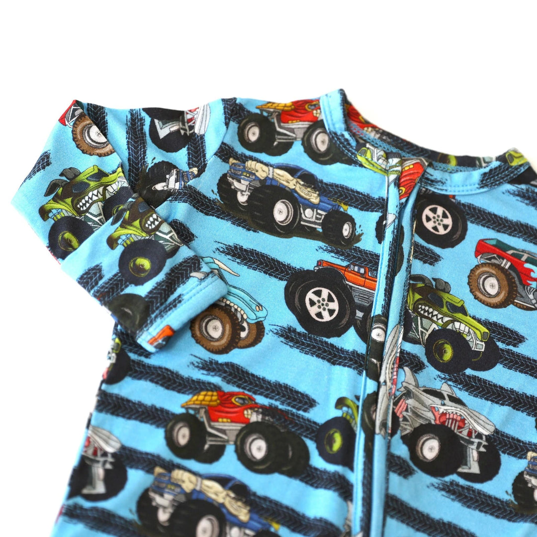 Little Snuggles Monster Trucks Bamboo Zippy Baby Romper