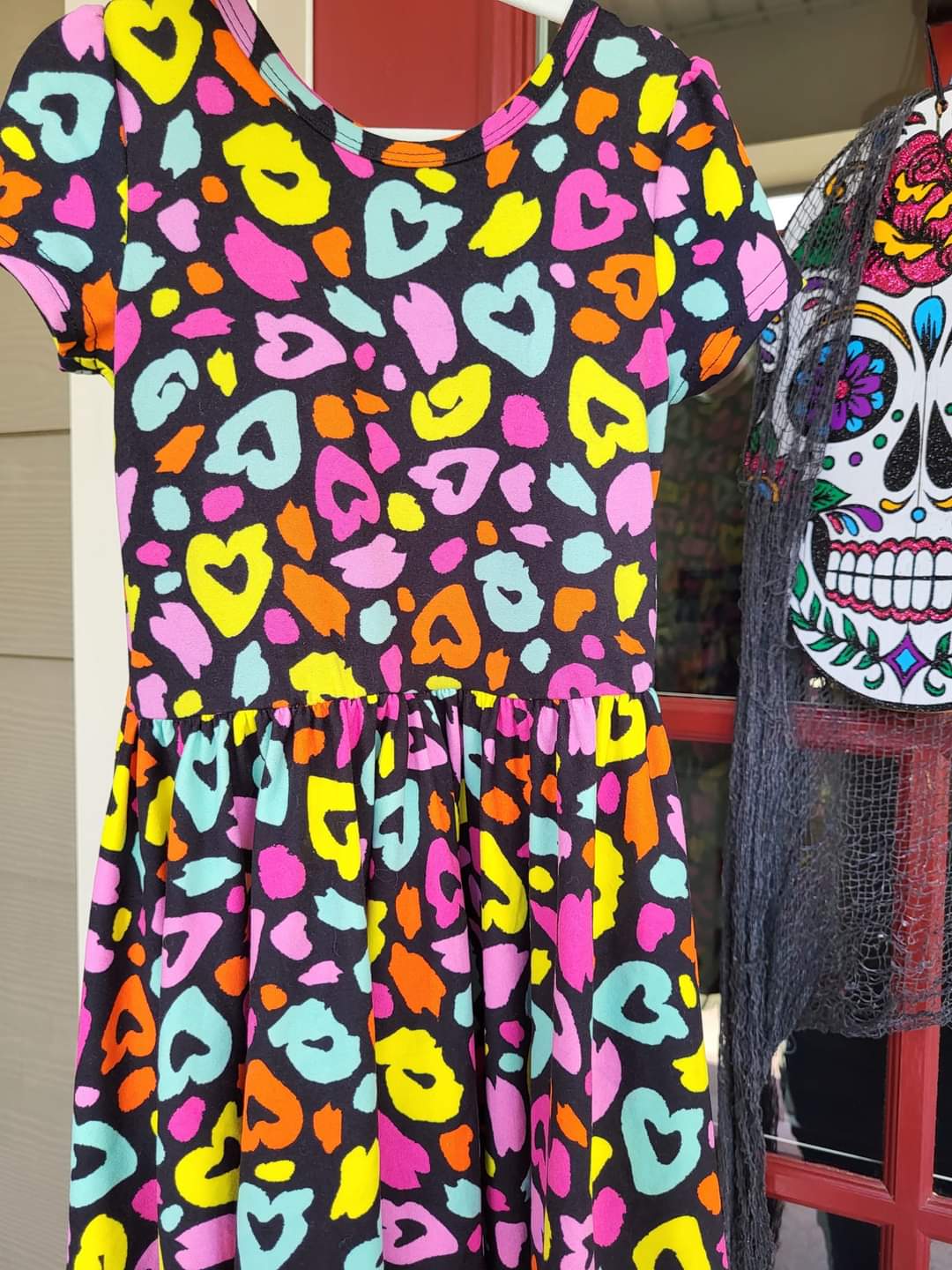 DotDotSmile Neon Leopard Cap Sleeve Dress