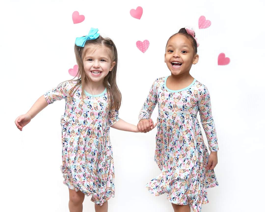Little Snuggles True Blue Half-Sleeve Bamboo Dress