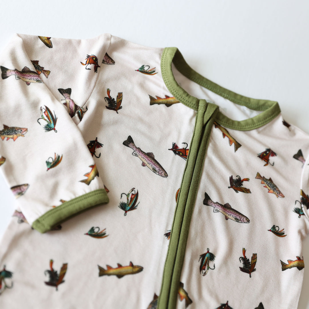 Little Snuggles Fly Fishin' Bamboo Zippy Baby Romper