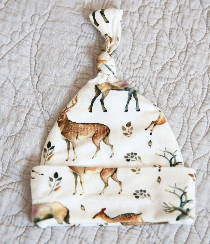 Little Snuggles Forest Dreams Bamboo Baby Knotted Gown with Beanie