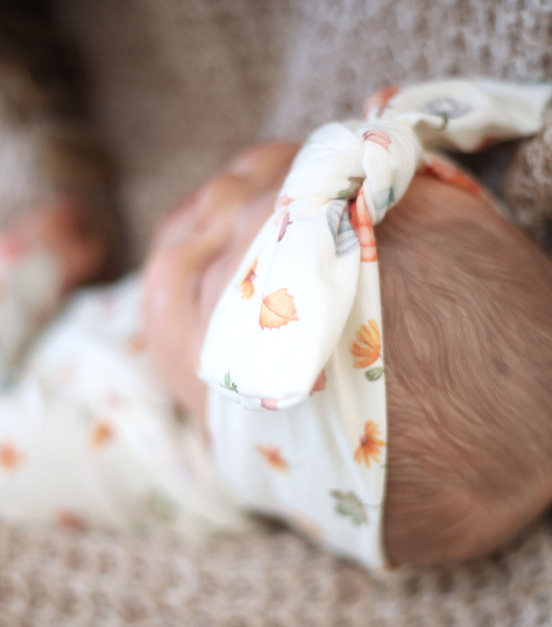 Vintage Pumpkins Cloud Soft Baby Knotted Gown with Headwrap