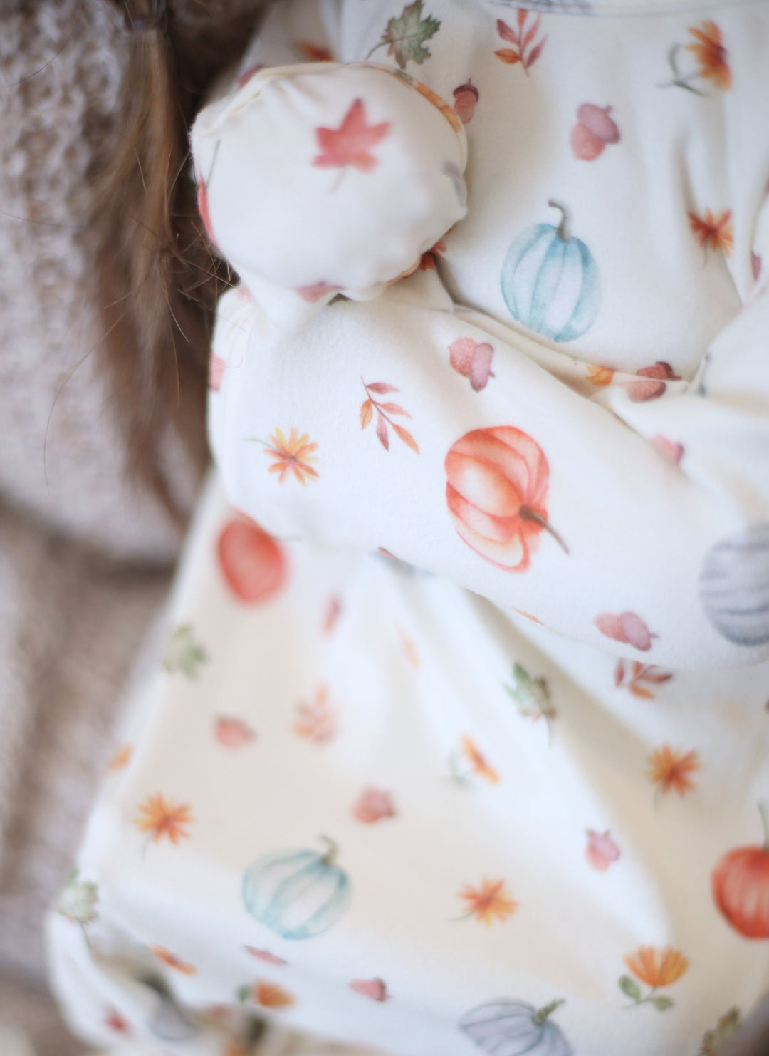 Vintage Pumpkins Cloud Soft Baby Knotted Gown with Headwrap