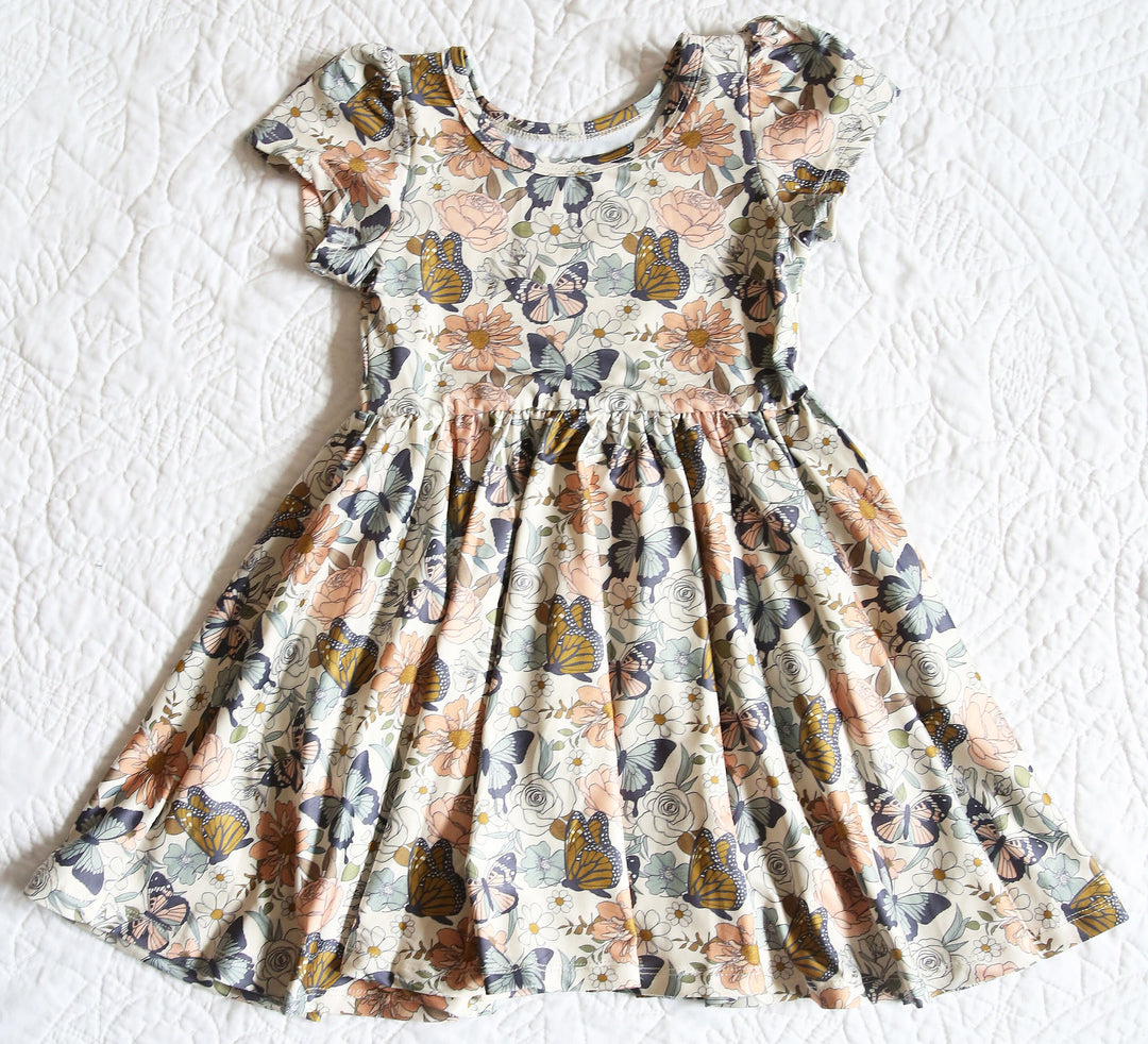 Charlie's Project Autumn Butterflies Short-Sleeve Hugs Twirl Dress