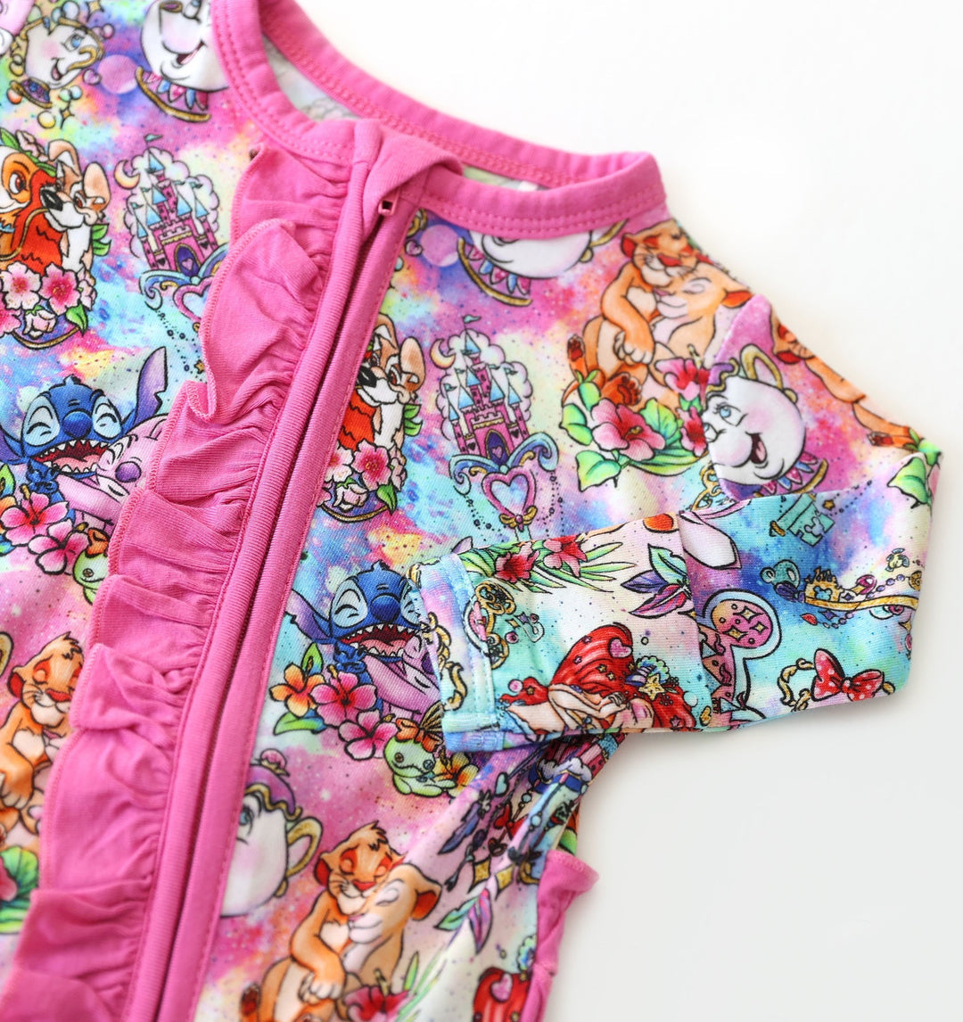 Little Snuggles Best Friends Ruffle Bamboo Zippy Baby Romper