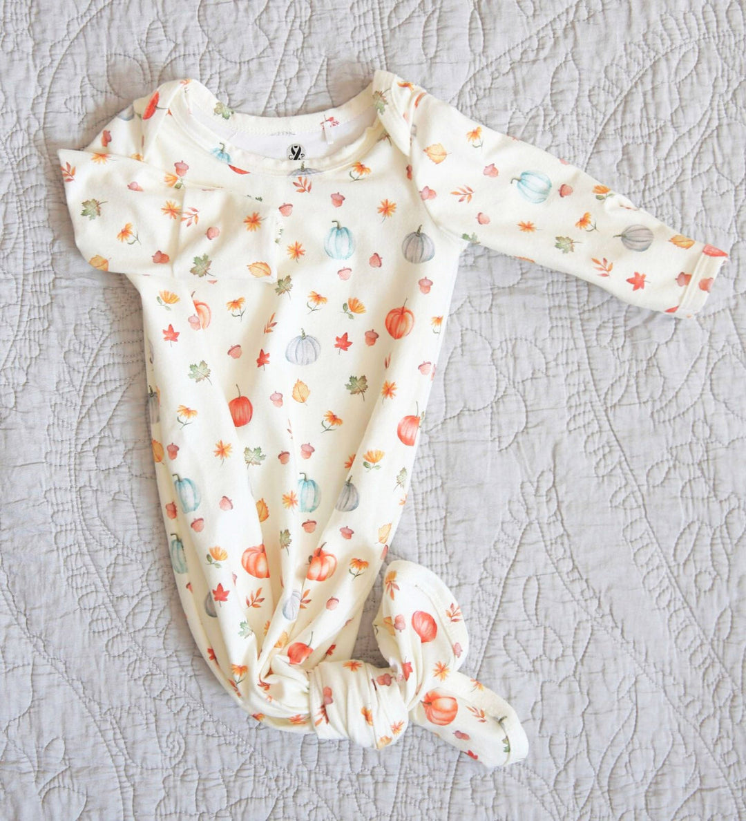 Vintage Pumpkins Cloud Soft Baby Knotted Gown with Headwrap