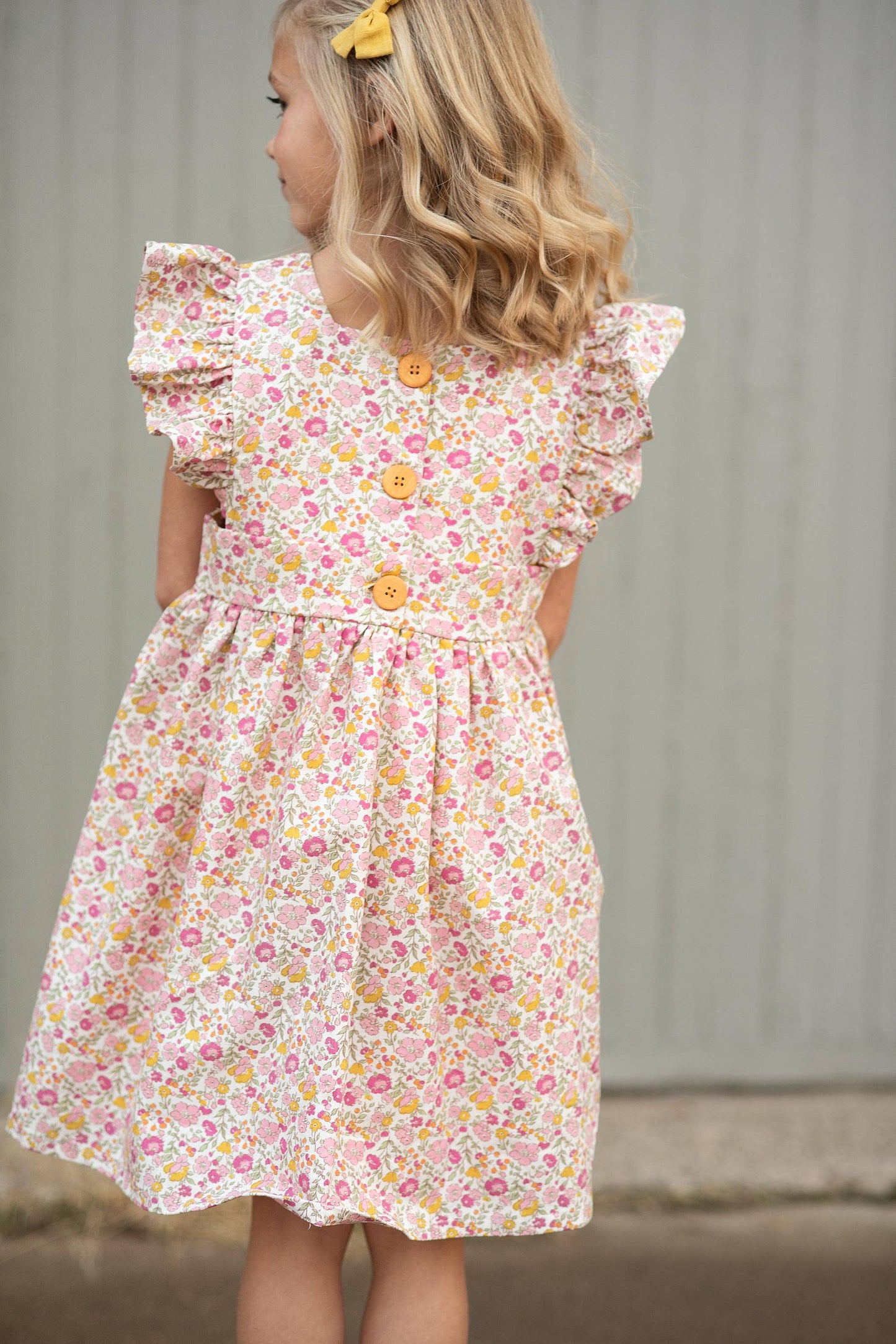 Pink Sunset Floral Linen Pinafore