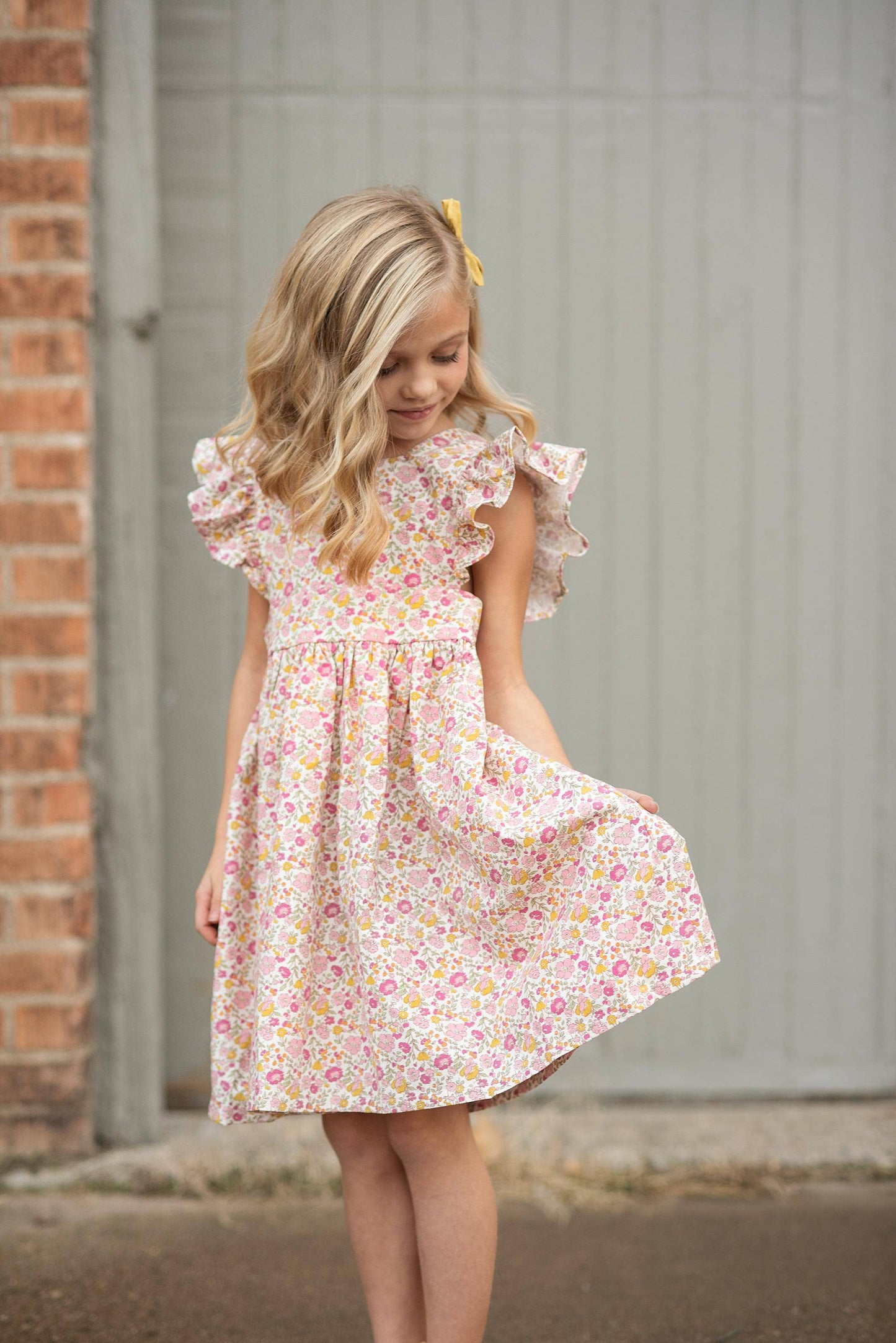 Pink Sunset Floral Linen Pinafore
