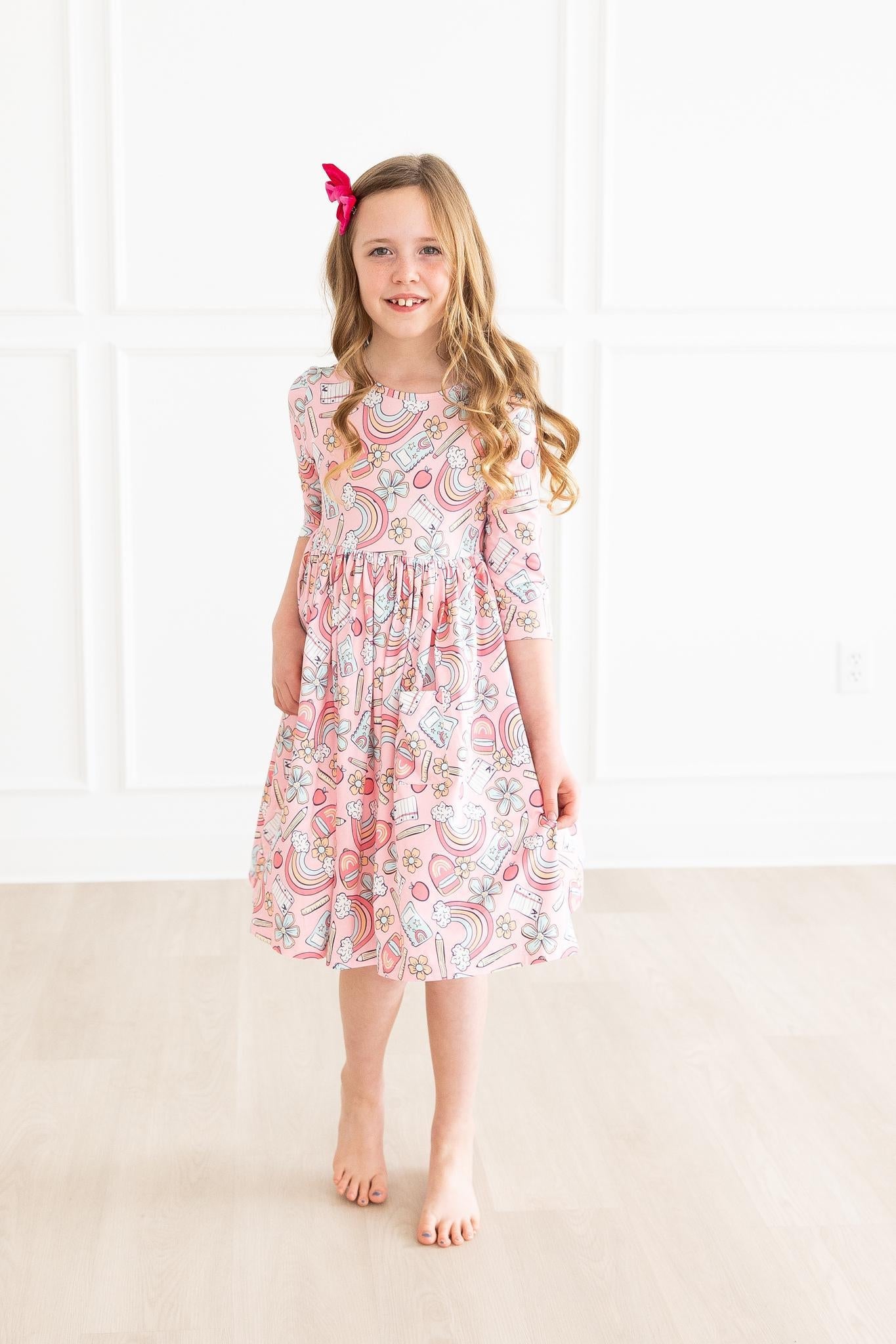 Mila & Rose Dream Big Little One 3/4 Sleeve Pocket Twirl Dress