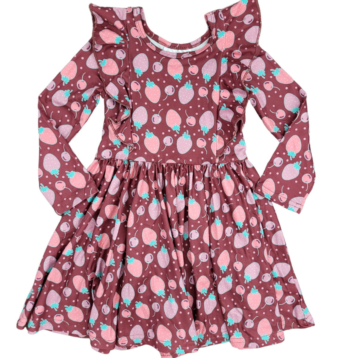 DotDotSmile Love You, Very Berry Much Long-Sleeve Ruffle Dress