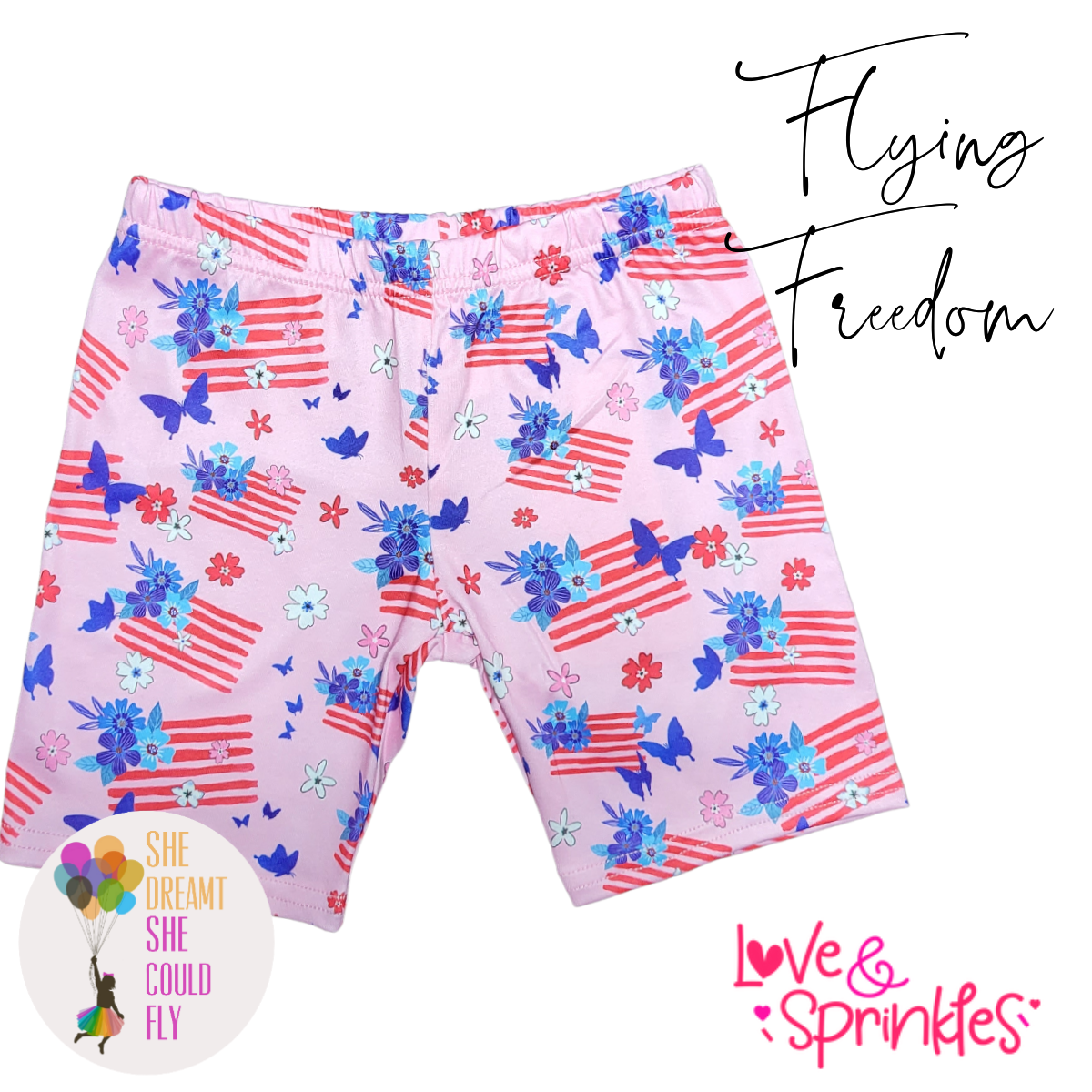 Love & Sprinkles Flying Freedom Kick Shorts