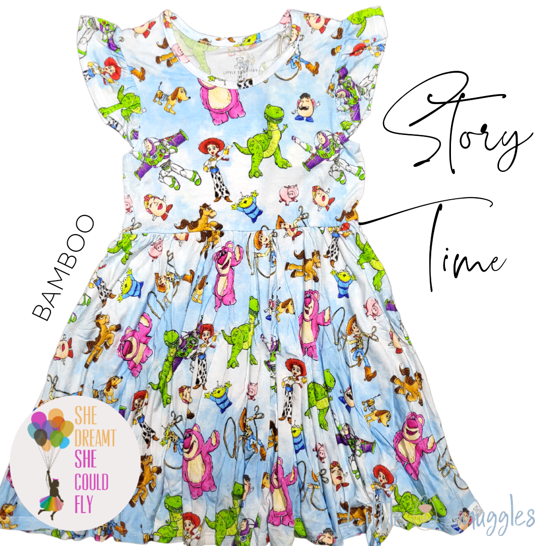 Little Snuggles Story Time Flutter Sleeve Bamboo Dress