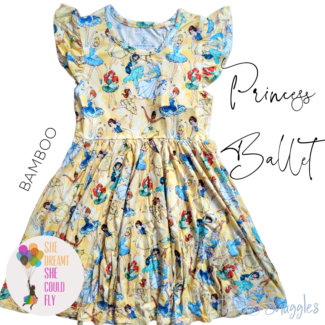 Little Snuggles Princess Ballet Flutter Sleeve Bamboo Dress