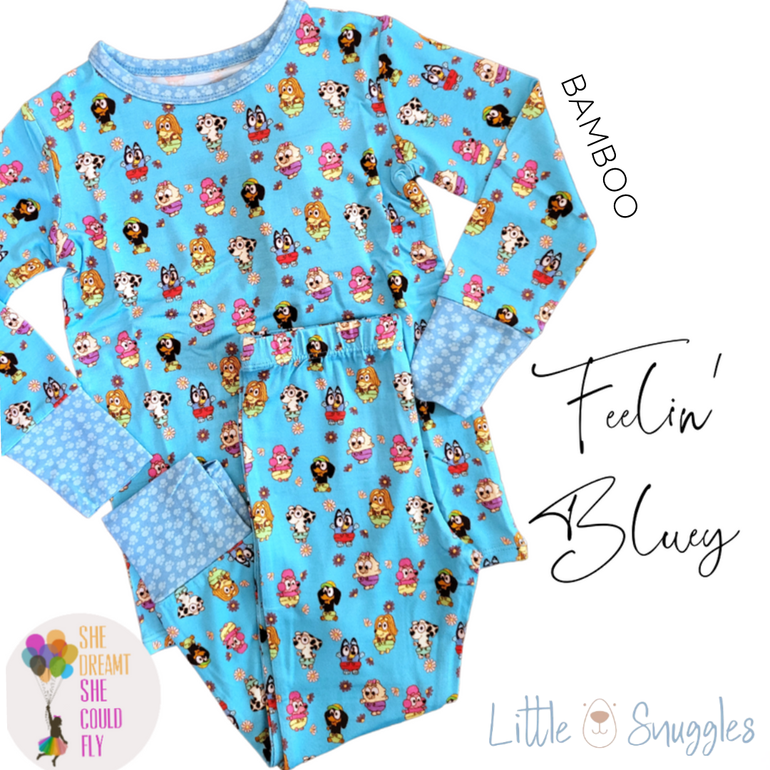Little Snuggles Feelin' Bluey Long-Sleeve Bamboo Pajamas