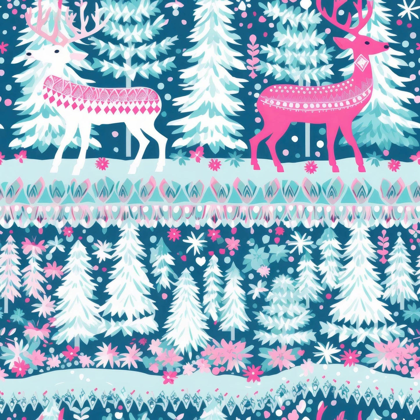 Blue Christmas Reindeer Leggings