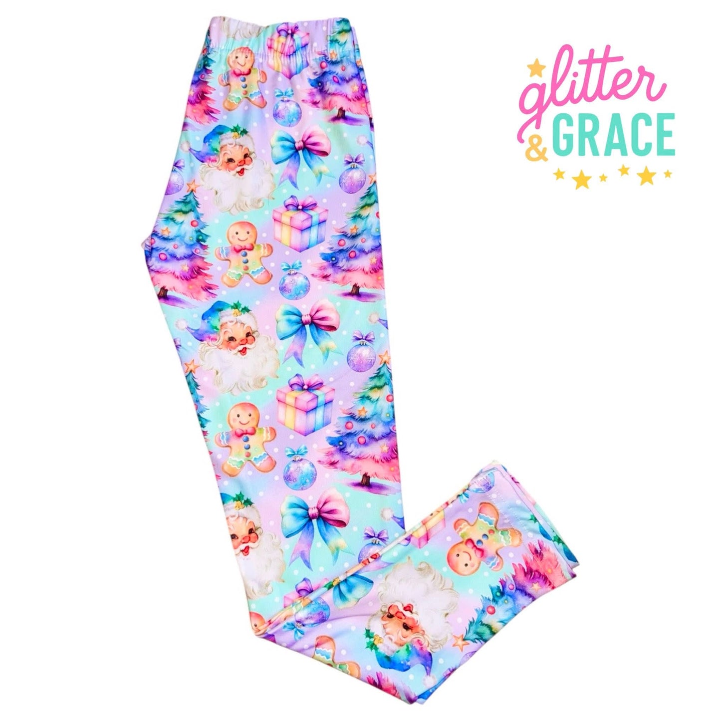 Rainbow Sherbet Santa Leggings