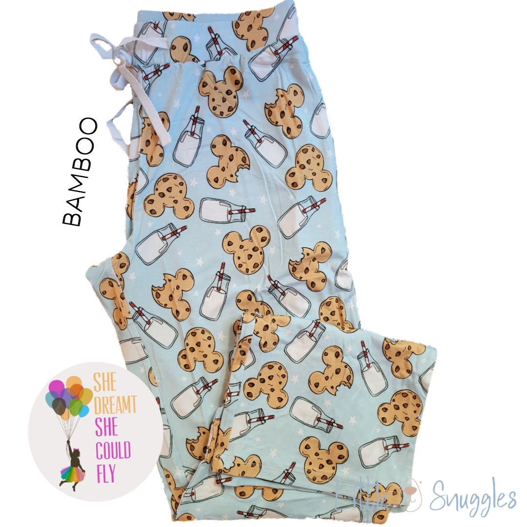 Little Snuggles Blue Mini Milk and Cookies Adult Lounge Pants