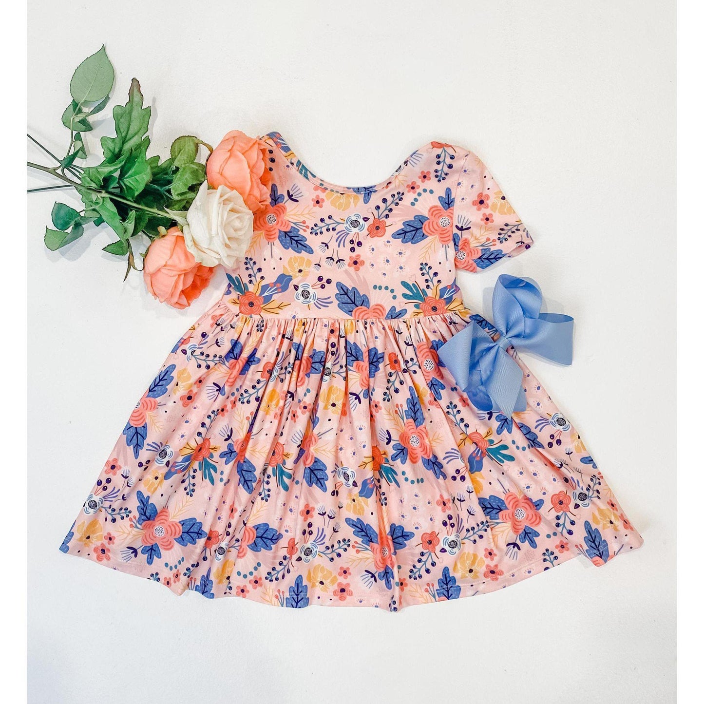 Mila & Rose Field of Flowers Short Sleeve Twirl Dress