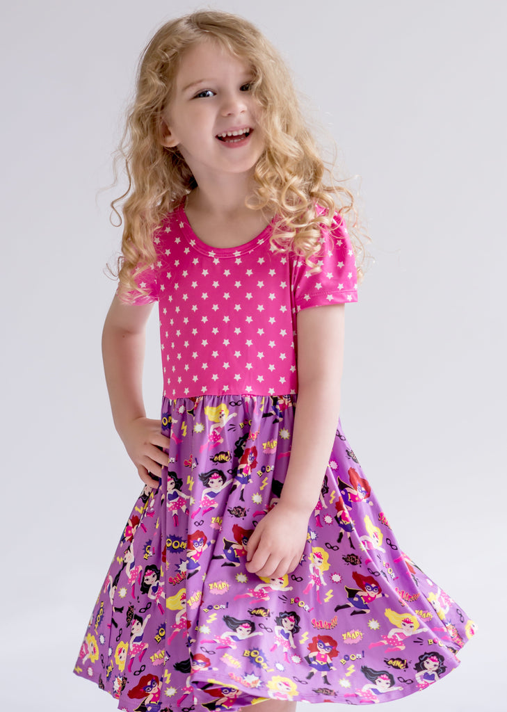Charlie's Project Power Girls Short-Sleeve Hugs Twirl Dress
