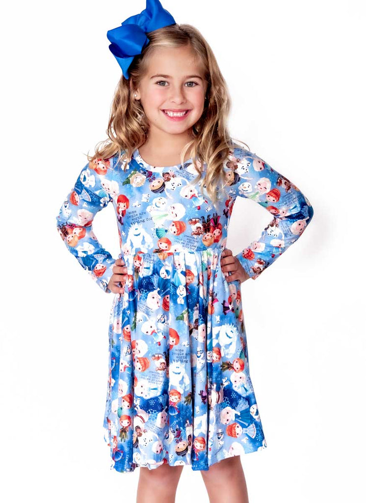 Charlie's Project Frozen Adventure Cloud Soft Long-Sleeve Twirl Dress