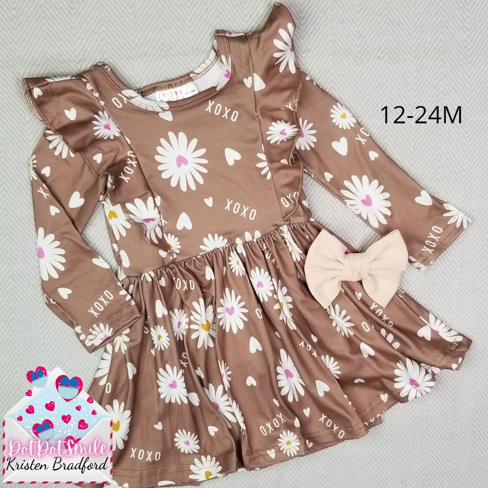 DotDotSmile You Mocha Me Daisy Long-Sleeve Ruffle Dress