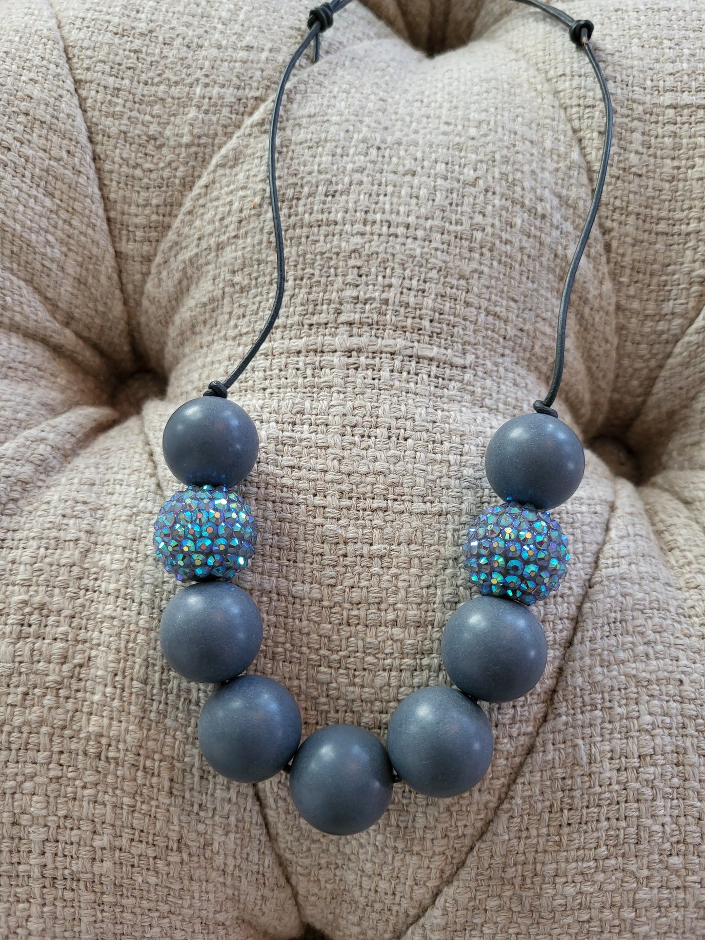 She Dreamt She Could Fly Matte Gray Bubblegum Necklace