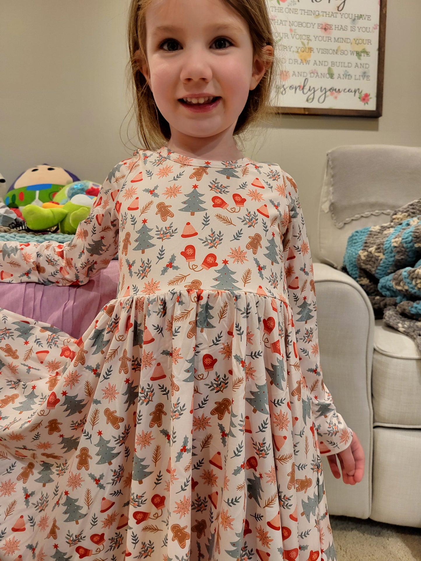 Charlie's Project Precious Traditions Long-Sleeve Hugs Twirl Dress