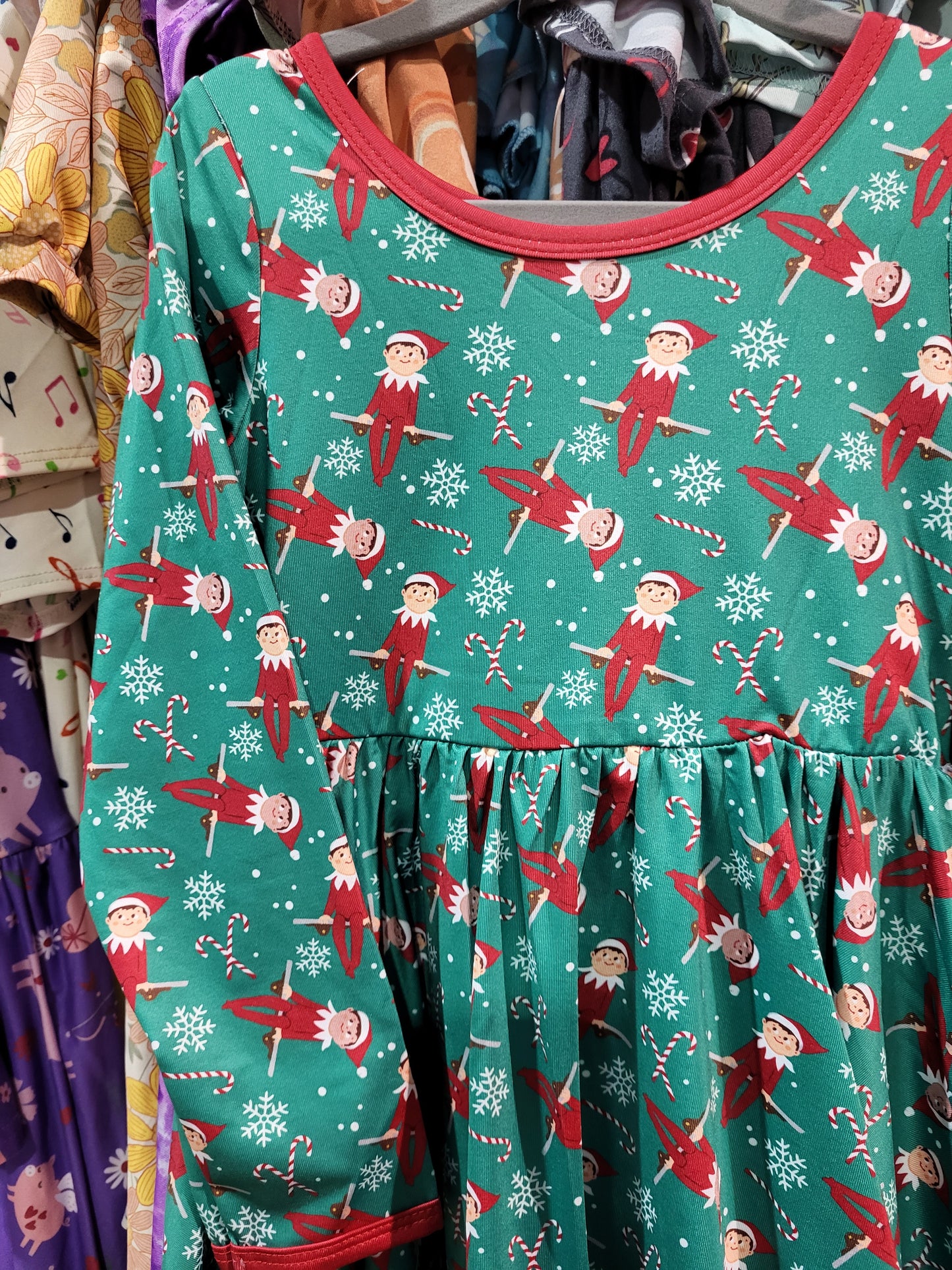 Charlie's Project Santa's Little Helper Long-Sleeve Hugs Twirl Dress