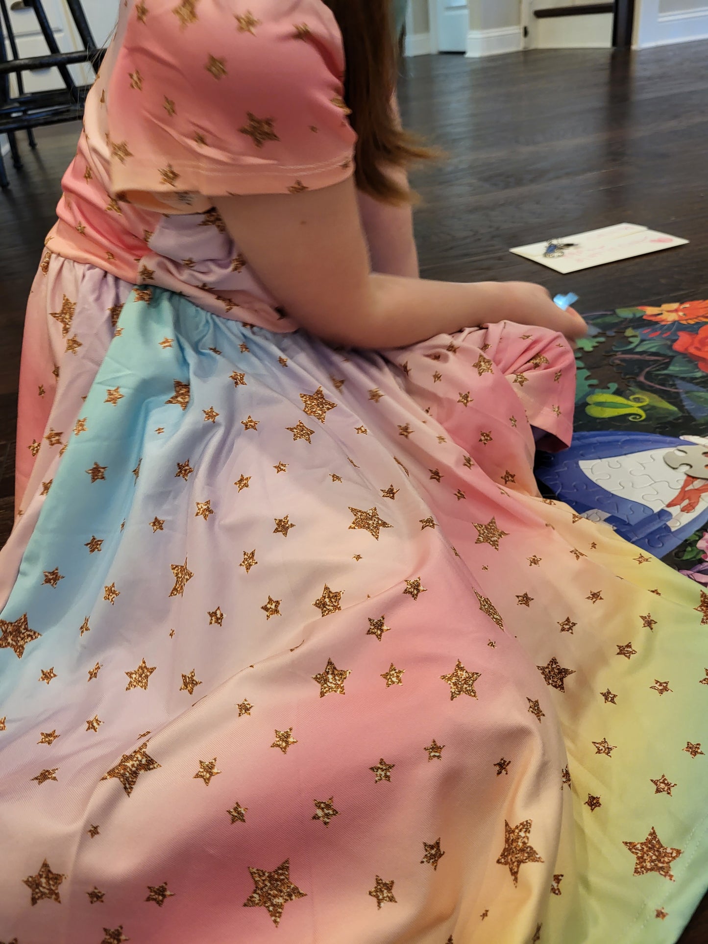 Charlie's Project Rainbow Glitter Short-Sleeve Hugs Twirl Dress