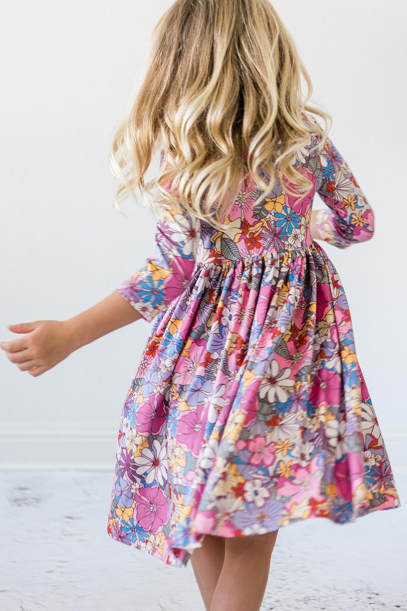 Mila & Rose Mauve What's up Buttercup 3/4 Sleeve Twirl Dress