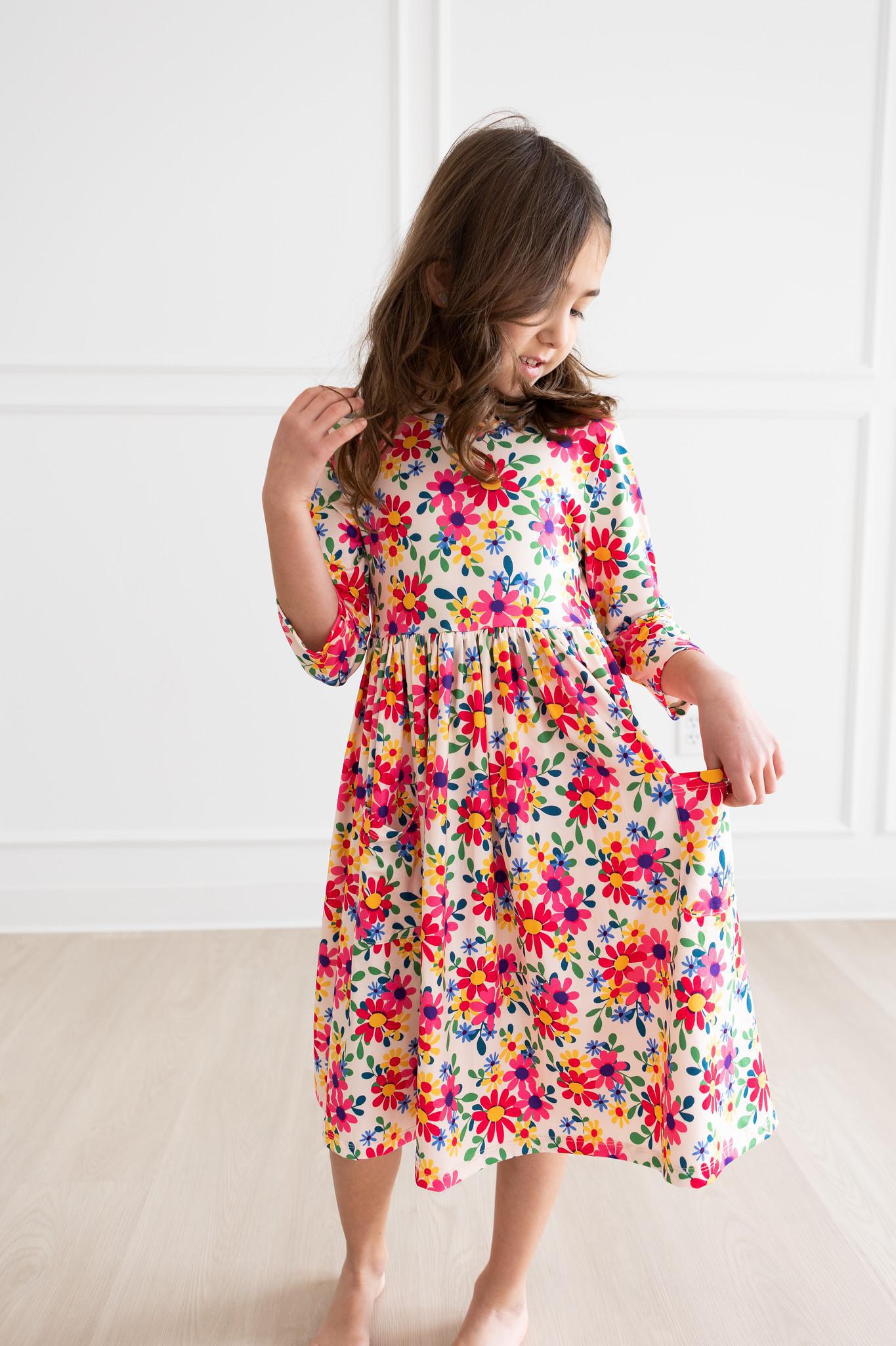 Mila & Rose Last Bud Not Least 3/4 Sleeve Pocket Twirl Dress