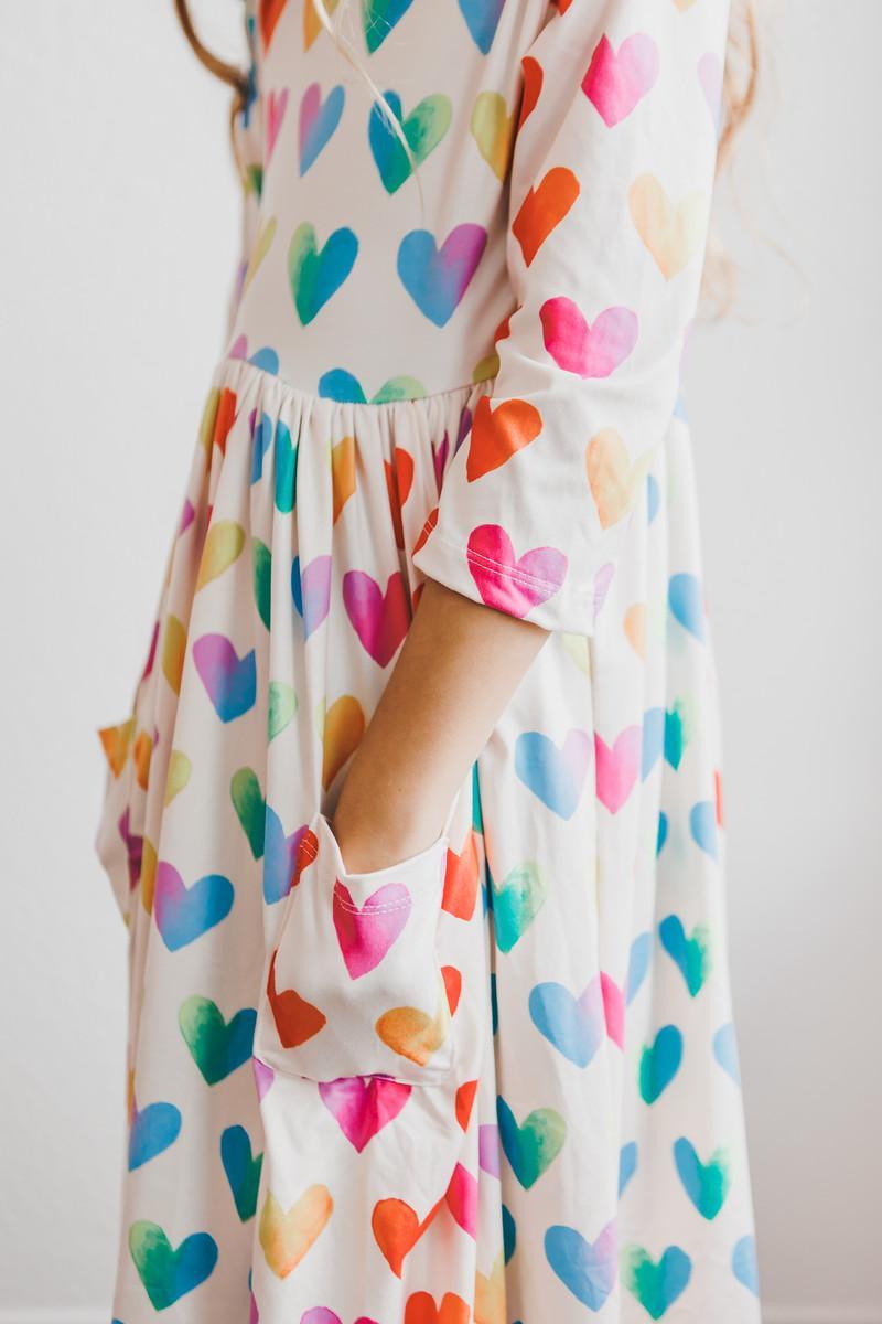 Mila & Rose Lotta Love 3/4 Sleeve Pocket Twirl Dress
