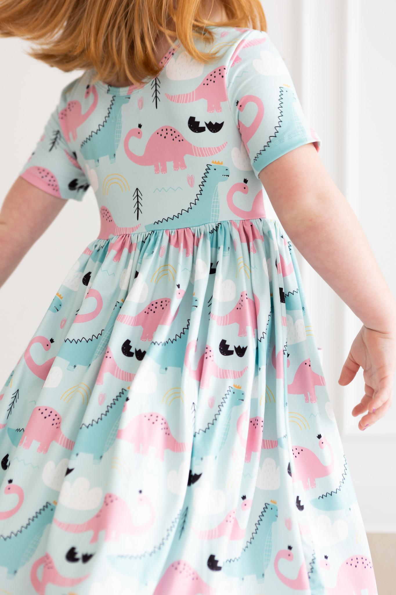 Mila & Rose Hey Dino Short-Sleeve Pocket Twirl Dress