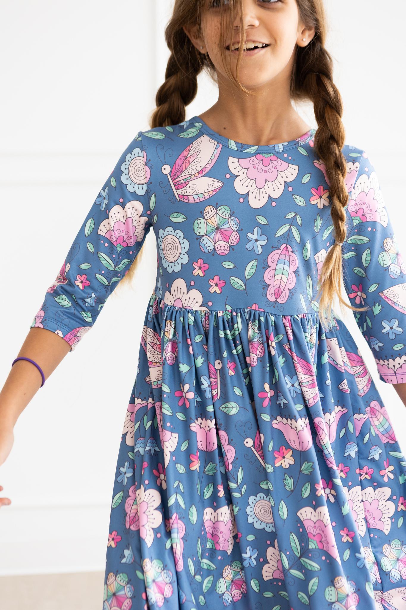Mila & Rose Spring Gardens 3/4 Sleeve Twirl Dress