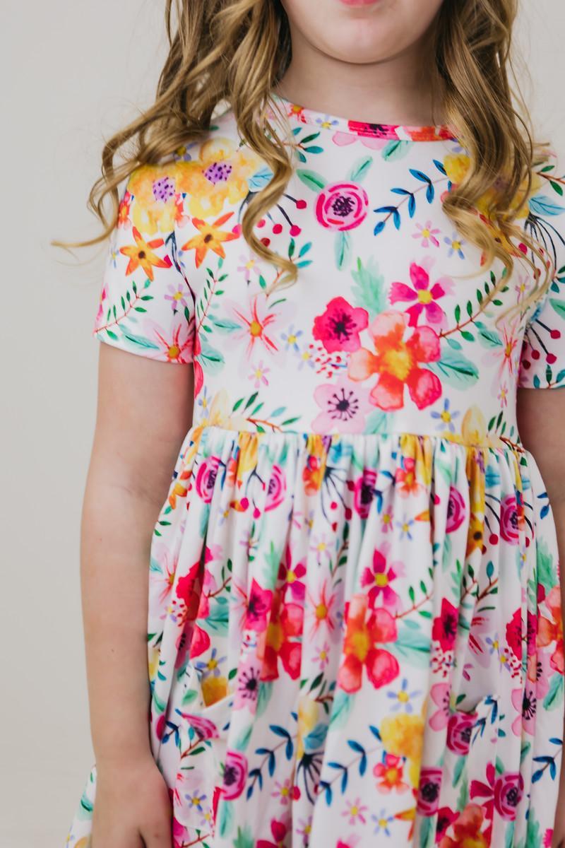 Mila & Rose Life in Full Bloom Short Sleeve Pocket Twirl Dress