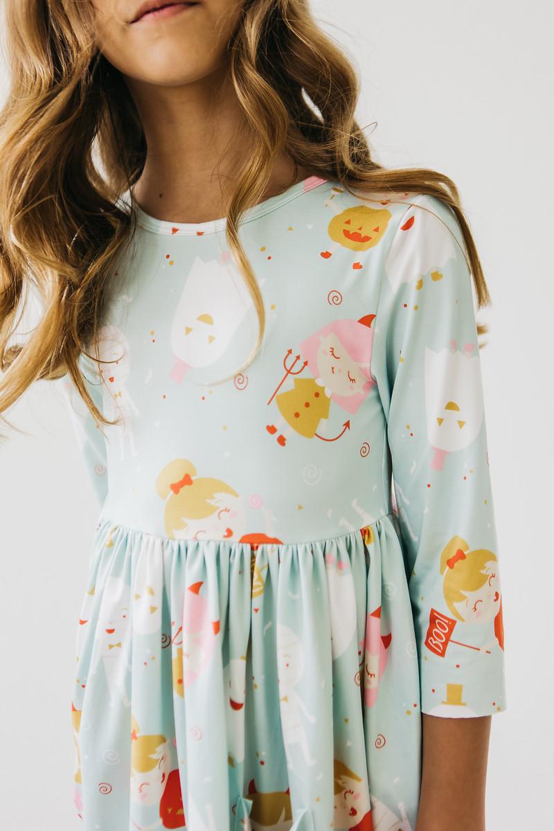 Mila & Rose Ghouls Just Wanna Have Fun 3/4 Sleeve Pocket Twirl Dress
