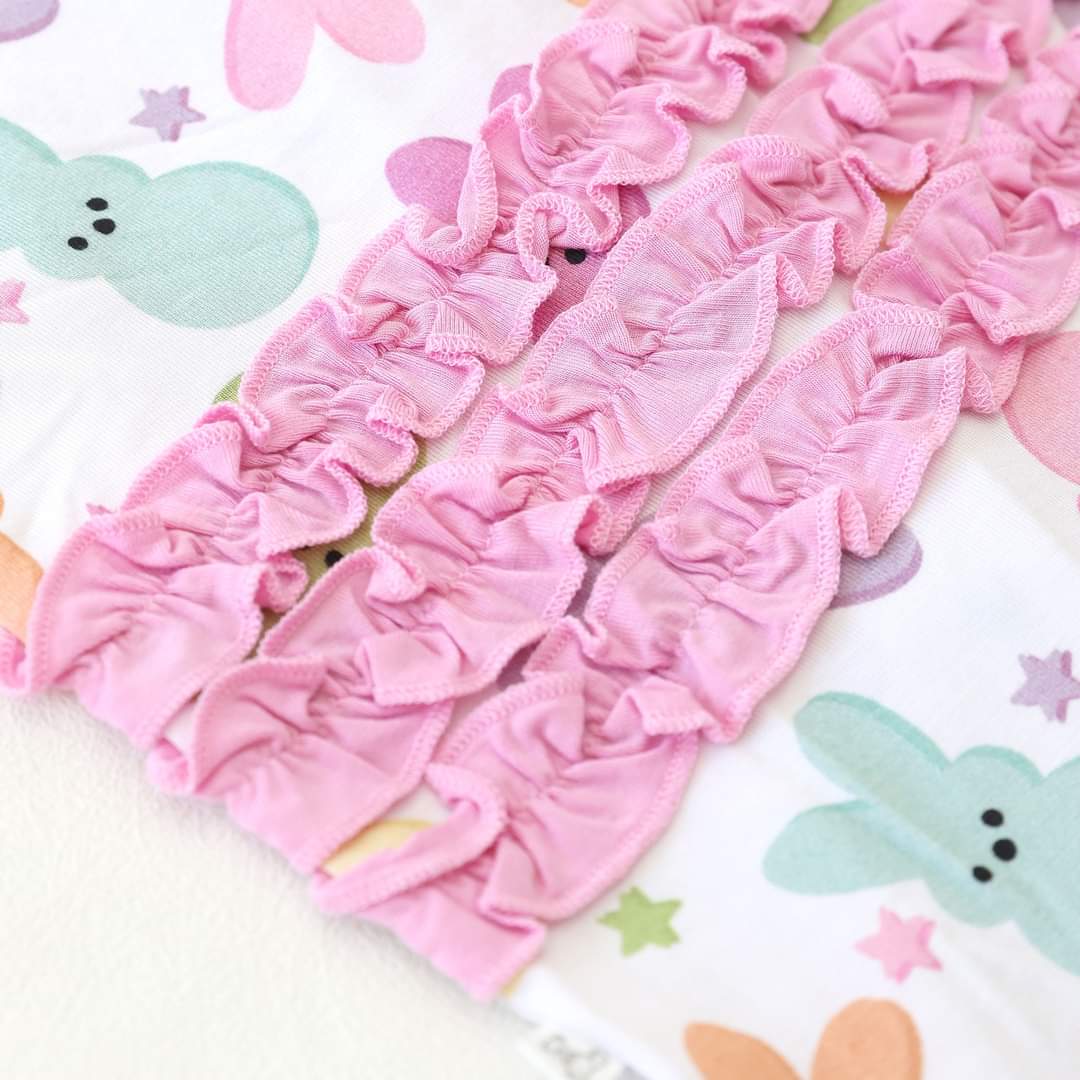 Little Snuggles Pastel Peeps Bamboo Ruffled Zippy Baby Romper