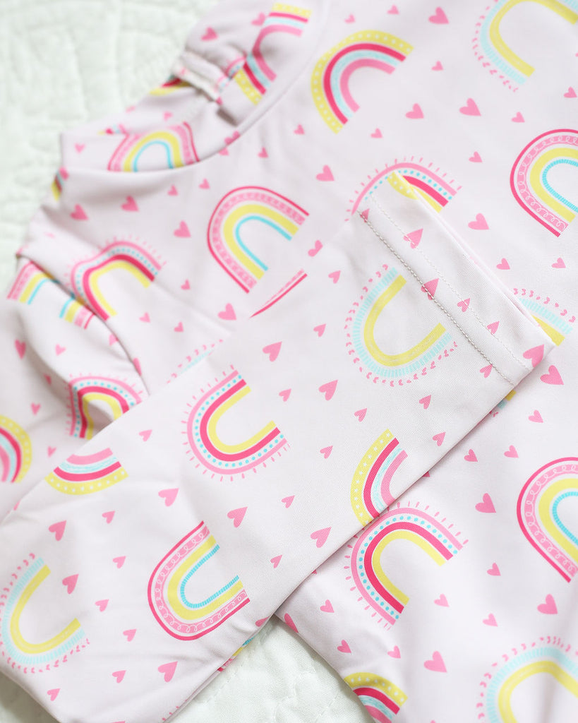 Charlie's Project Love Pink Rainbows Rash Guard One-piece Swimsuit
