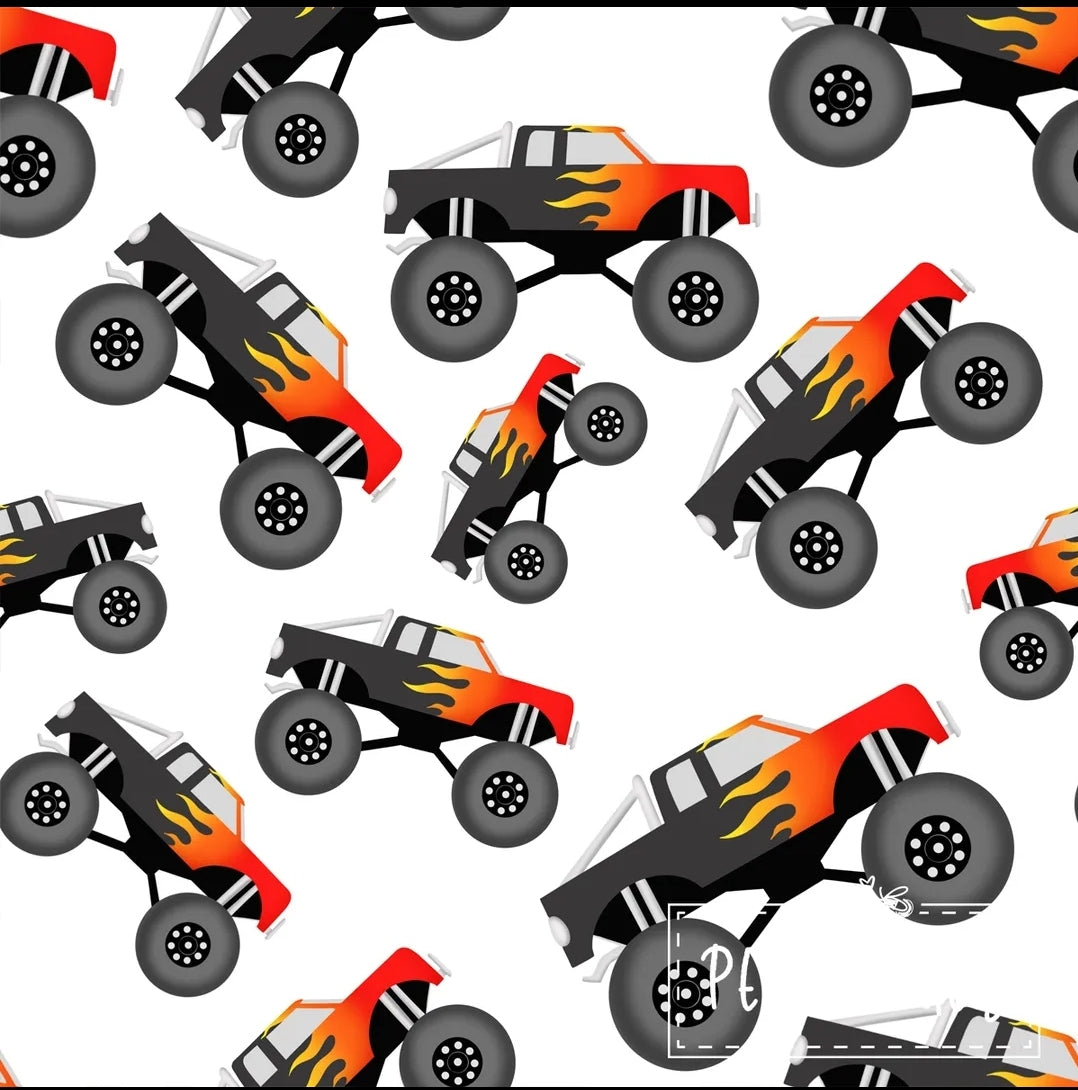 Pete + Lucy Monster Trucks Boy's Hooded Shirt