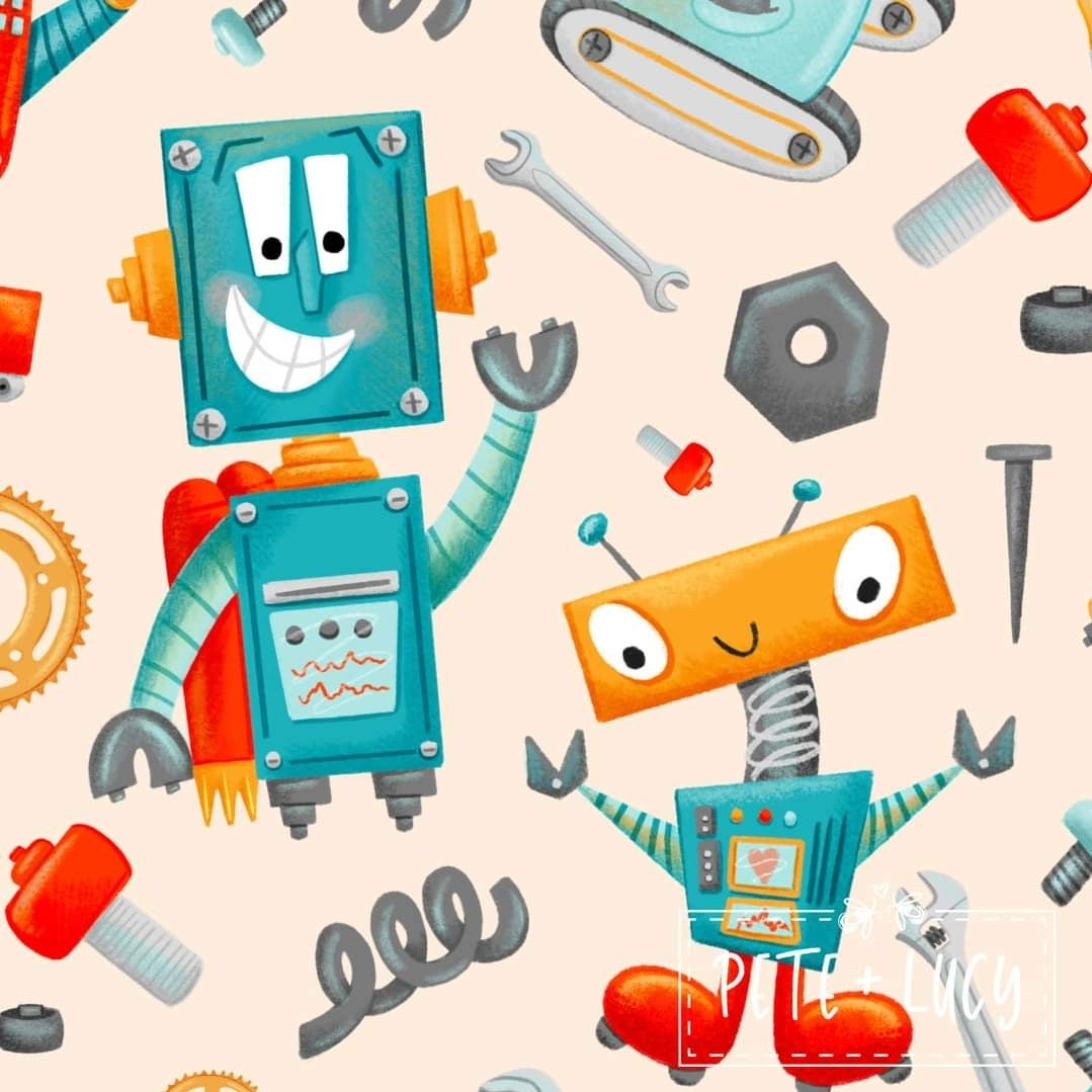 Pete + Lucy Mr. Roboto Minky Blanket