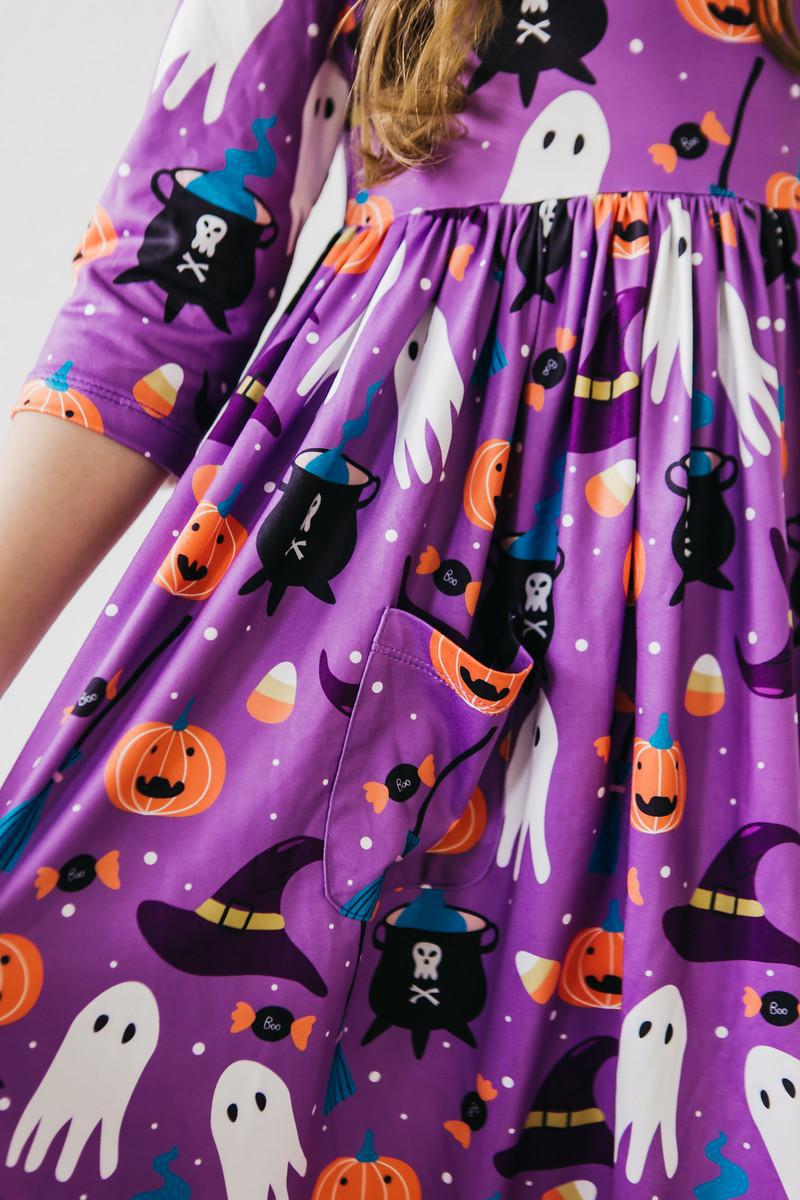Mila & Rose No Tricks, Just Treats 3/4 Sleeve Pocket Twirl Dress